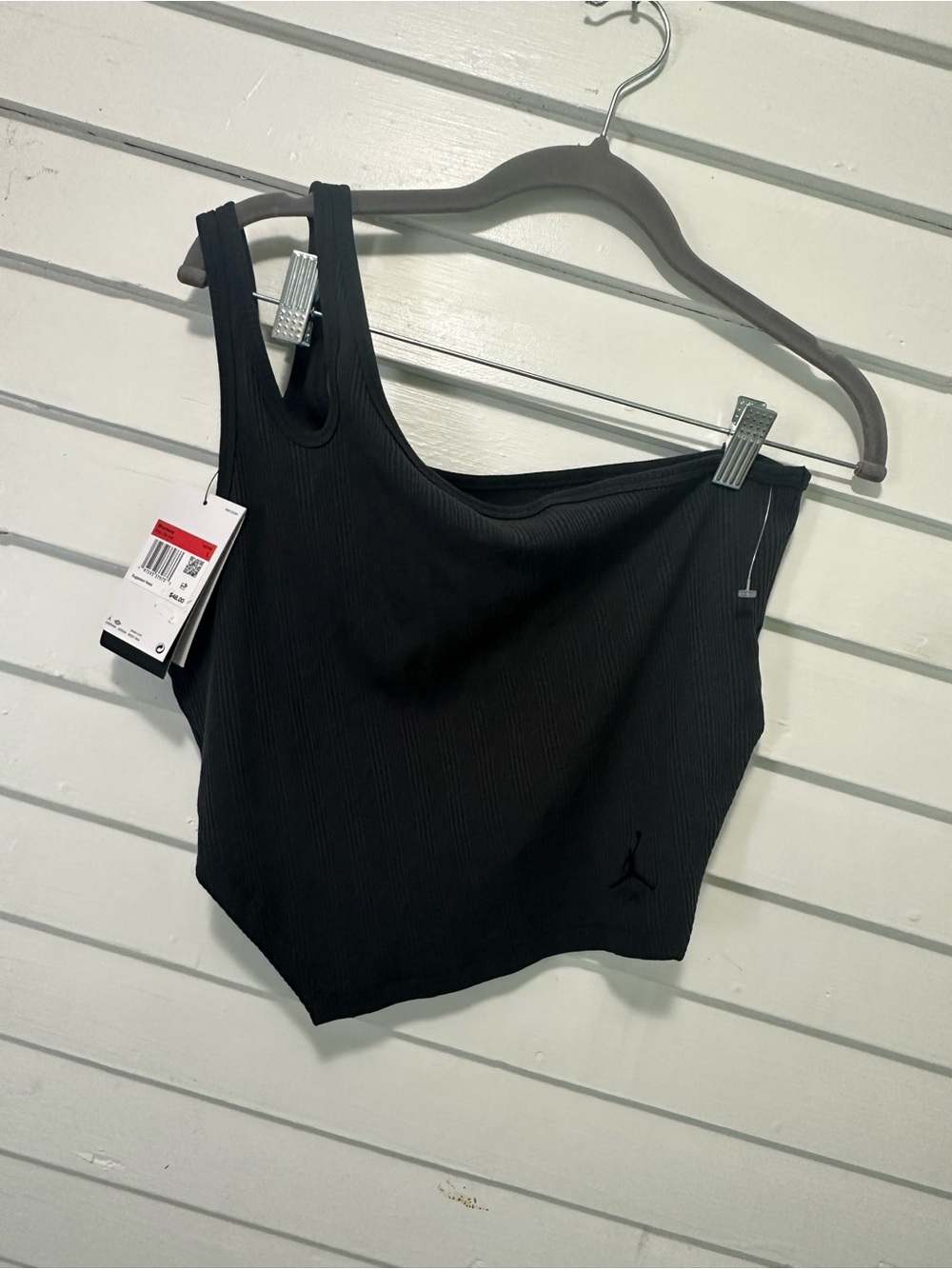 Jordan Women's Black Ribbed One-Shoulder Tank SizeL NWT